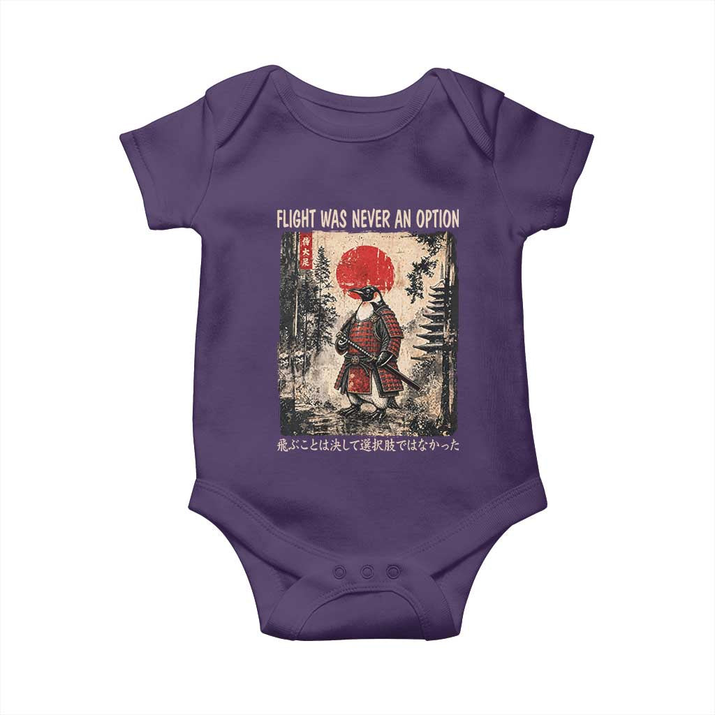 Flight was Never an Option Samurai Penguin Japanese Baby Onesie Vintage Graphic Ukiyo-e Art Funny