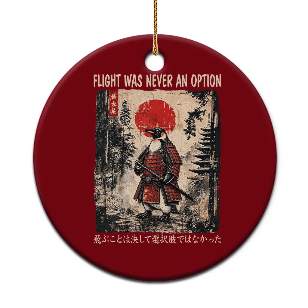 Flight was Never an Option Samurai Penguin Japanese Ceramic Ornament Vintage Graphic Ukiyo-e Art Funny