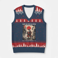 Flight was Never an Option Samurai Penguin Japanese V-Neck Knit Sweater Vest Vintage Graphic Ukiyo-e Art Funny