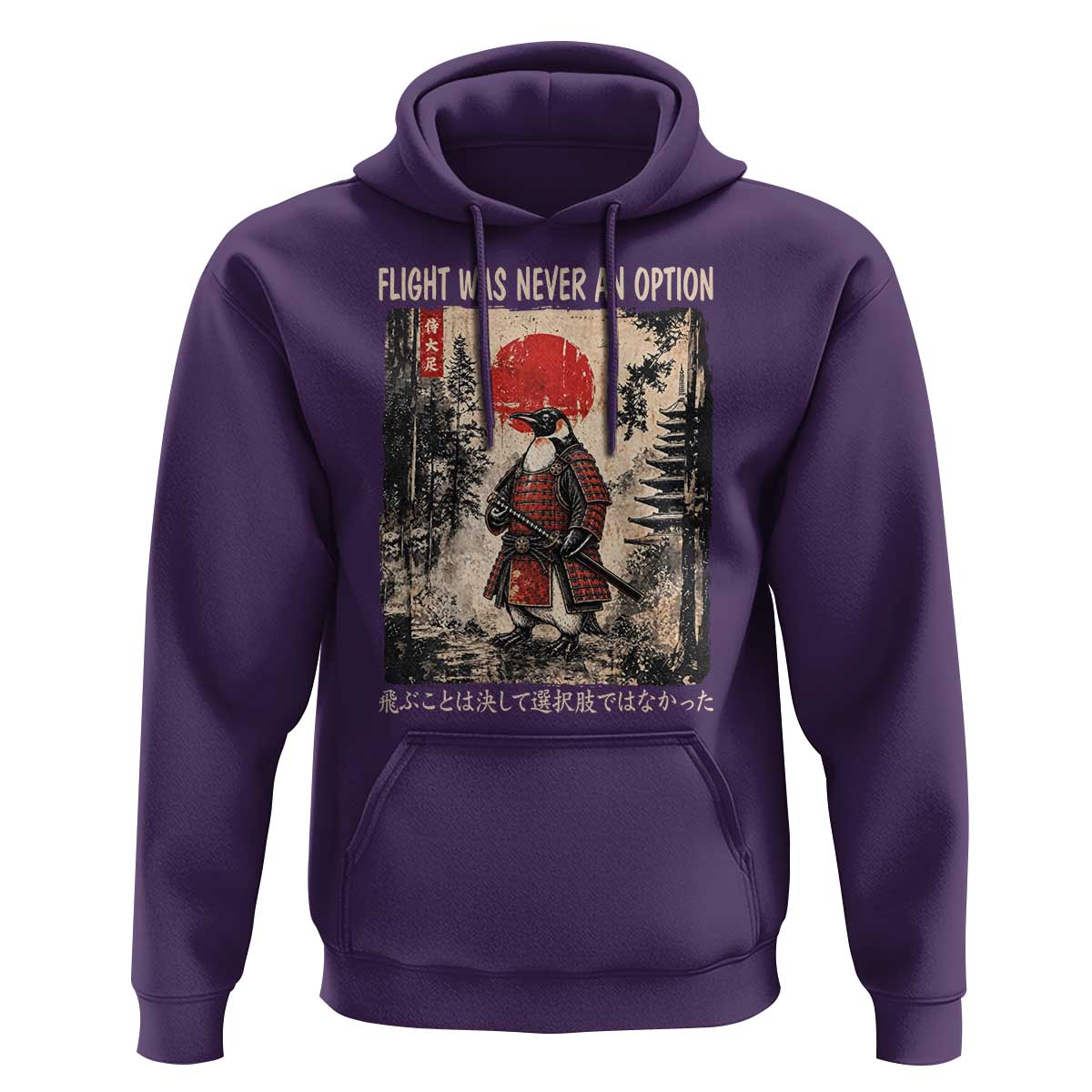 Flight was Never an Option Samurai Penguin Japanese Hoodie Vintage Graphic Ukiyo-e Art Funny