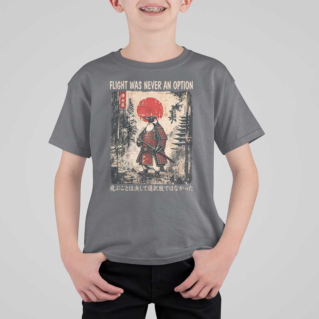 Flight was Never an Option Samurai Penguin Japanese T Shirt For Kid Vintage Graphic Ukiyo-e Art Funny