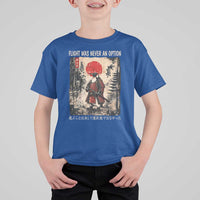 Flight was Never an Option Samurai Penguin Japanese T Shirt For Kid Vintage Graphic Ukiyo-e Art Funny