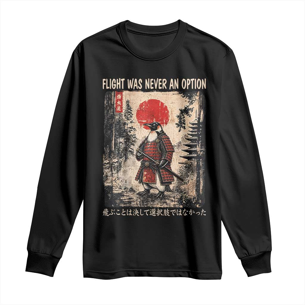 Flight was Never an Option Samurai Penguin Japanese Long Sleeve Shirt Vintage Graphic Ukiyo-e Art Funny