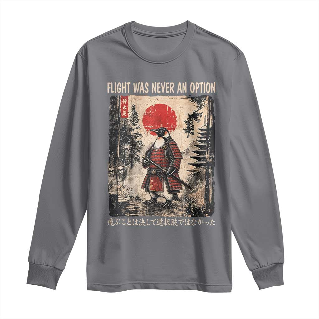 Flight was Never an Option Samurai Penguin Japanese Long Sleeve Shirt Vintage Graphic Ukiyo-e Art Funny