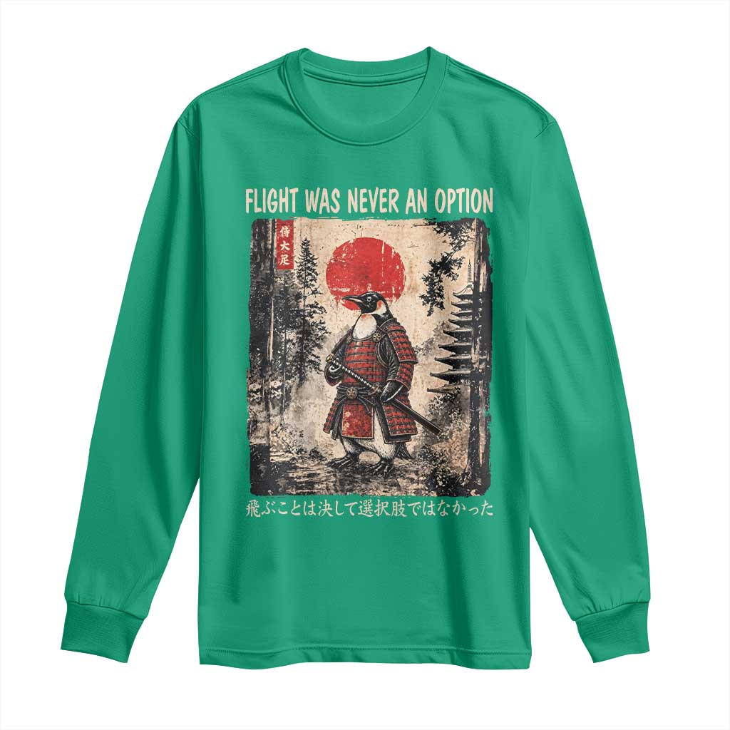 Flight was Never an Option Samurai Penguin Japanese Long Sleeve Shirt Vintage Graphic Ukiyo-e Art Funny