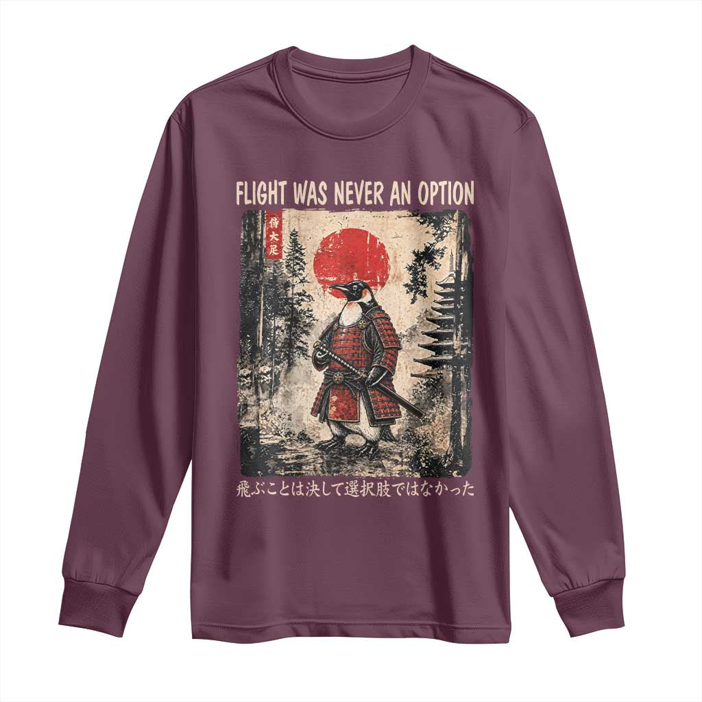 Flight was Never an Option Samurai Penguin Japanese Long Sleeve Shirt Vintage Graphic Ukiyo-e Art Funny