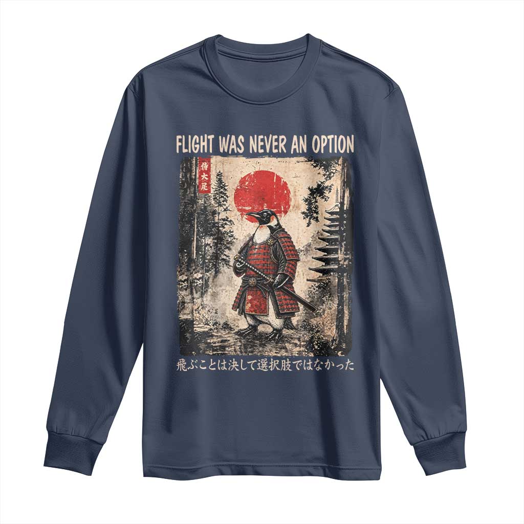Flight was Never an Option Samurai Penguin Japanese Long Sleeve Shirt Vintage Graphic Ukiyo-e Art Funny