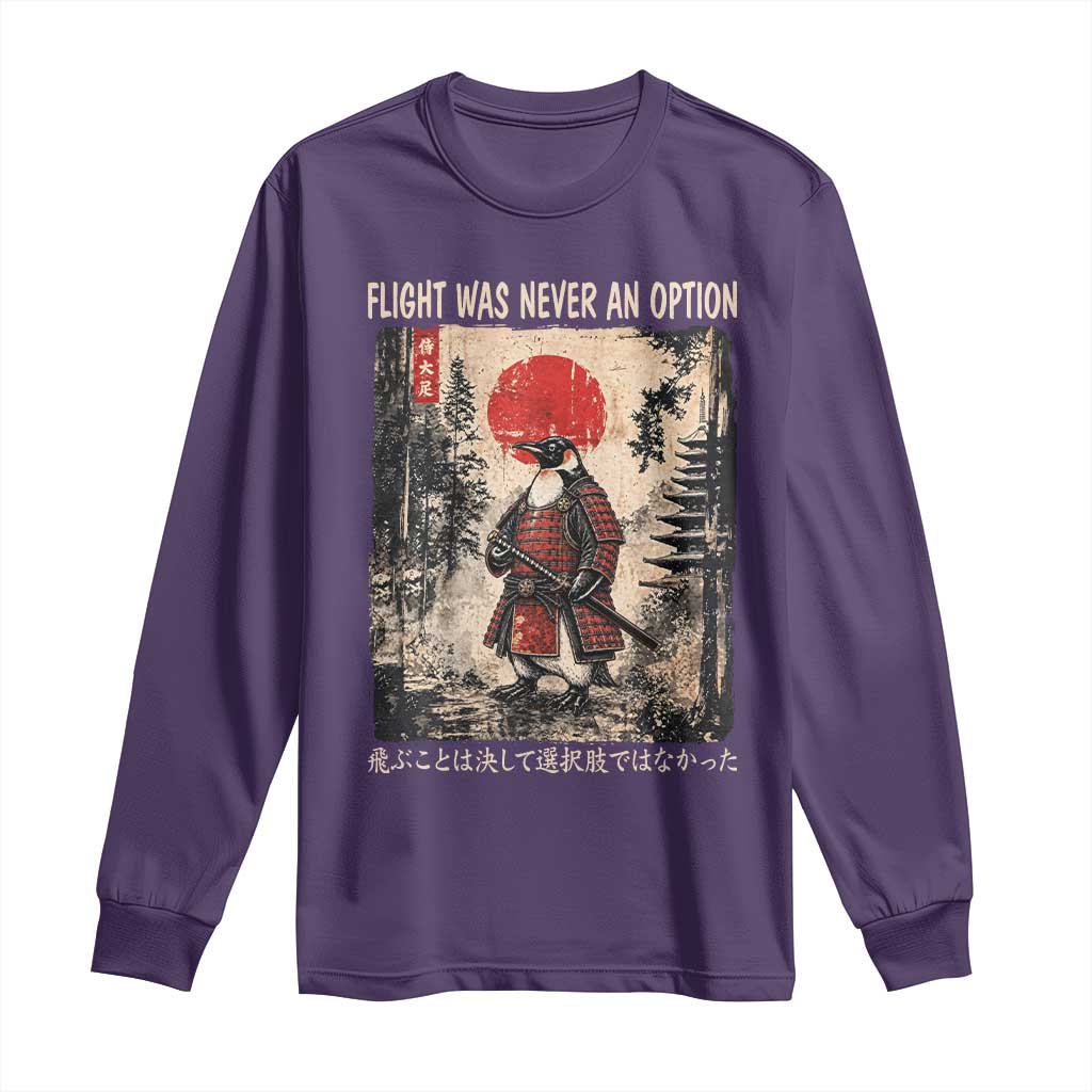 Flight was Never an Option Samurai Penguin Japanese Long Sleeve Shirt Vintage Graphic Ukiyo-e Art Funny