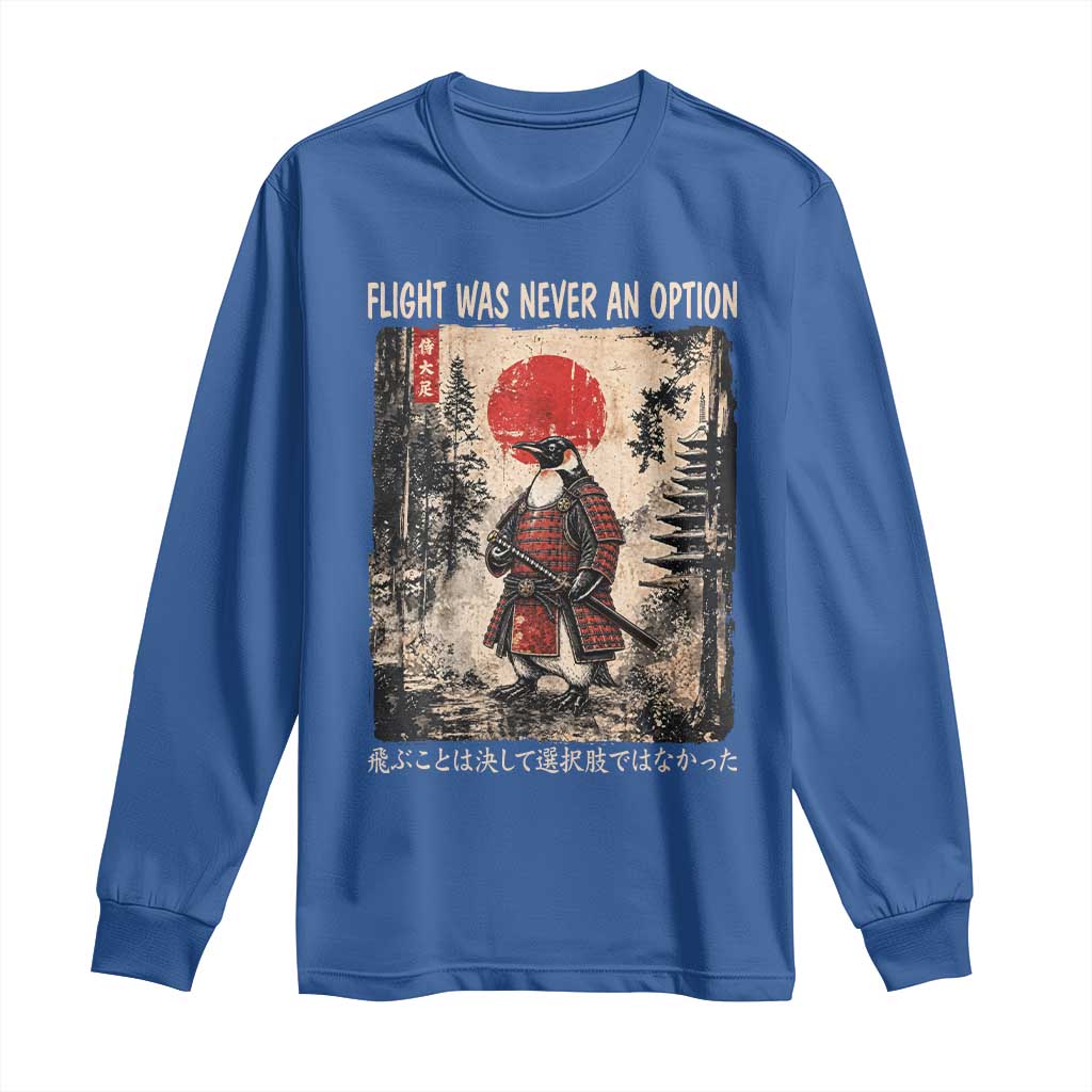 Flight was Never an Option Samurai Penguin Japanese Long Sleeve Shirt Vintage Graphic Ukiyo-e Art Funny