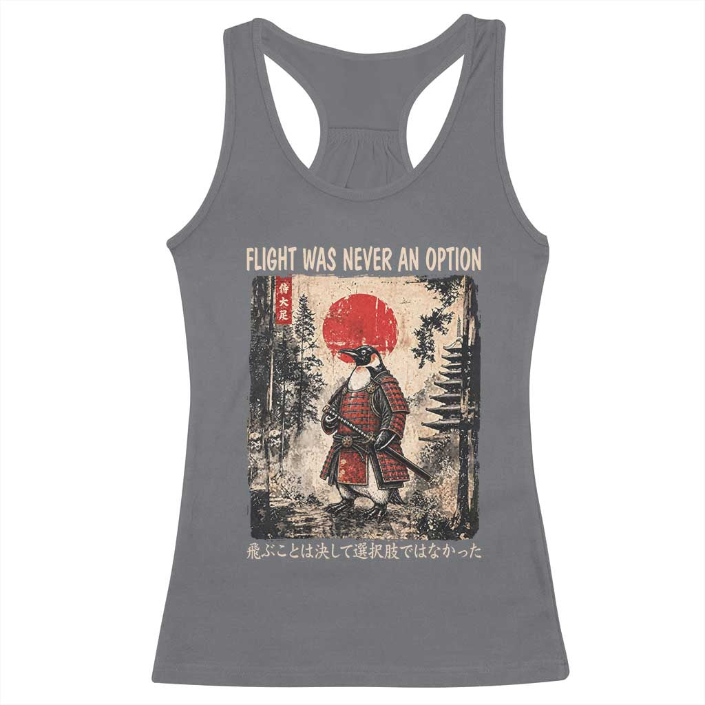 Flight was Never an Option Samurai Penguin Japanese Racerback Tank Top Vintage Graphic Ukiyo-e Art Funny