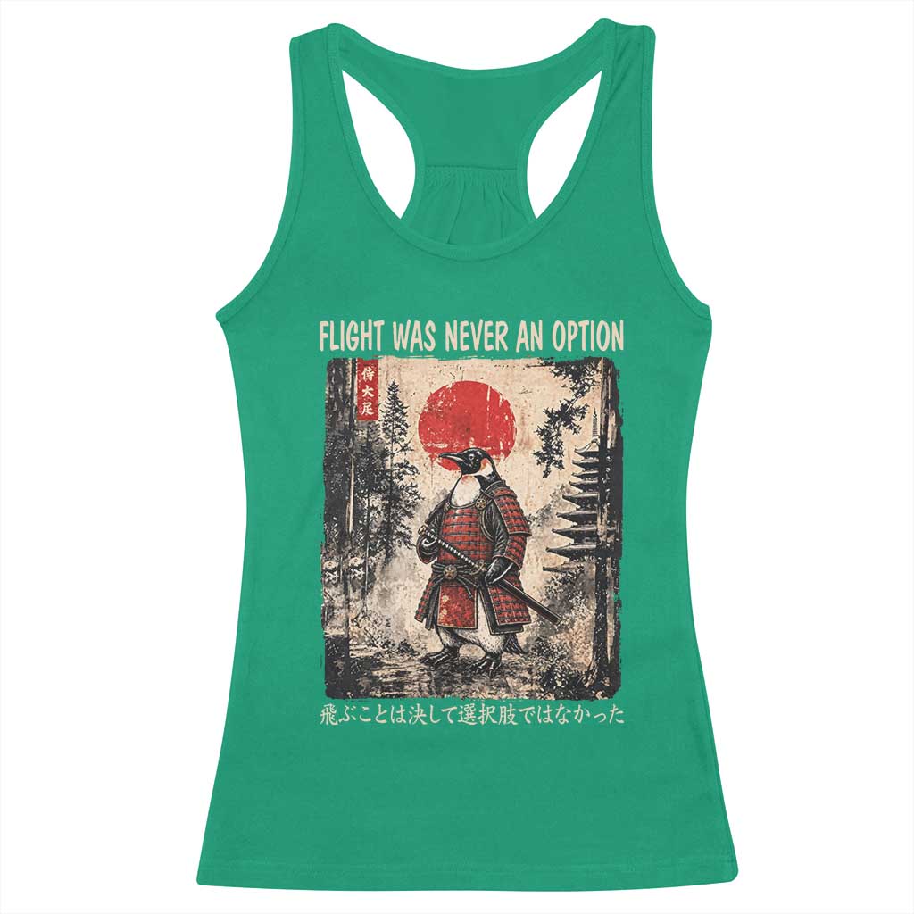 Flight was Never an Option Samurai Penguin Japanese Racerback Tank Top Vintage Graphic Ukiyo-e Art Funny