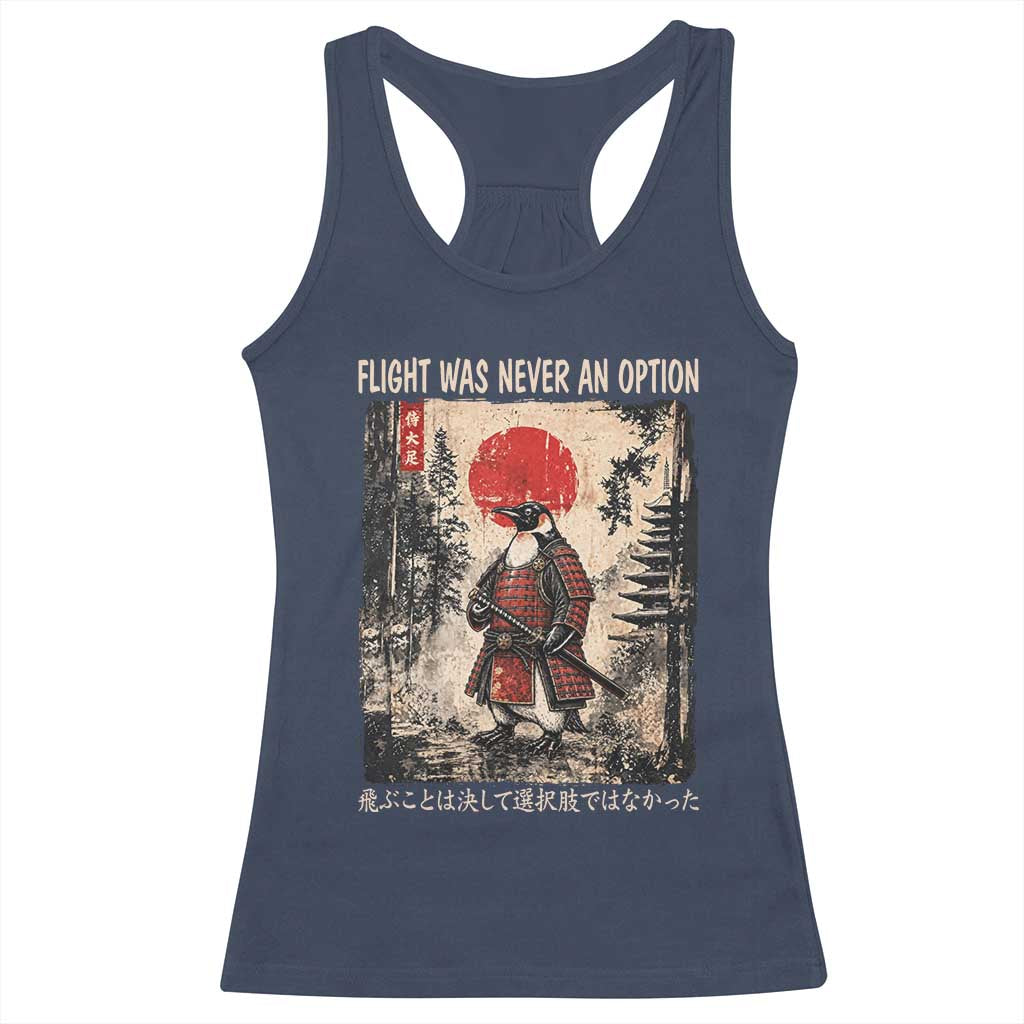 Flight was Never an Option Samurai Penguin Japanese Racerback Tank Top Vintage Graphic Ukiyo-e Art Funny