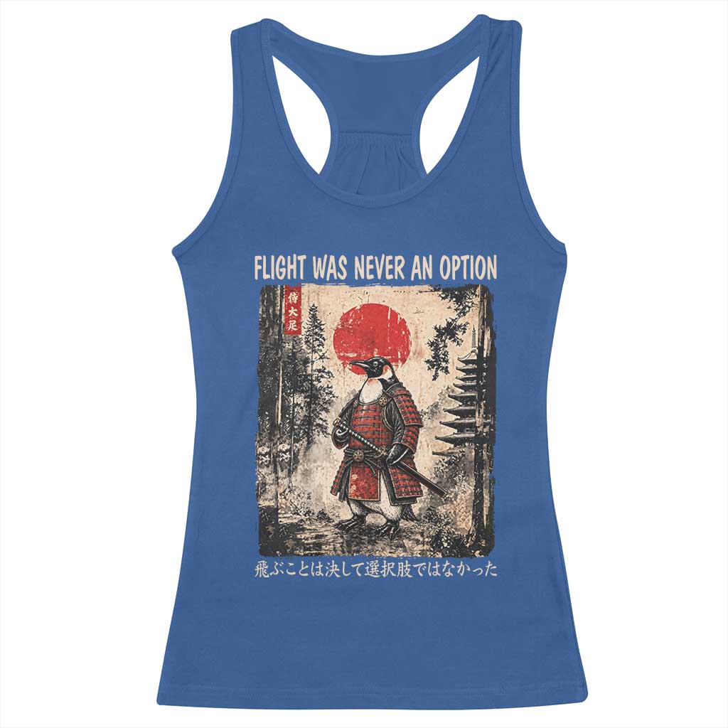 Flight was Never an Option Samurai Penguin Japanese Racerback Tank Top Vintage Graphic Ukiyo-e Art Funny