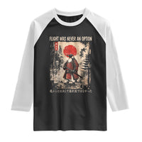 Flight was Never an Option Samurai Penguin Japanese Raglan Shirt Vintage Graphic Ukiyo-e Art Funny