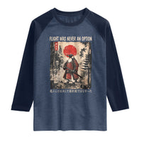 Flight was Never an Option Samurai Penguin Japanese Raglan Shirt Vintage Graphic Ukiyo-e Art Funny