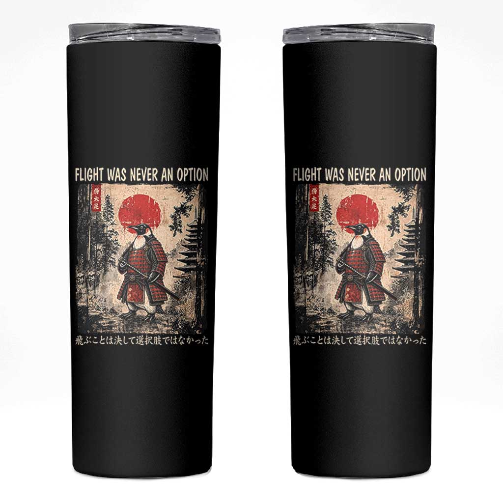 Flight was Never an Option Samurai Penguin Japanese Skinny Tumbler Vintage Graphic Ukiyo-e Art Funny