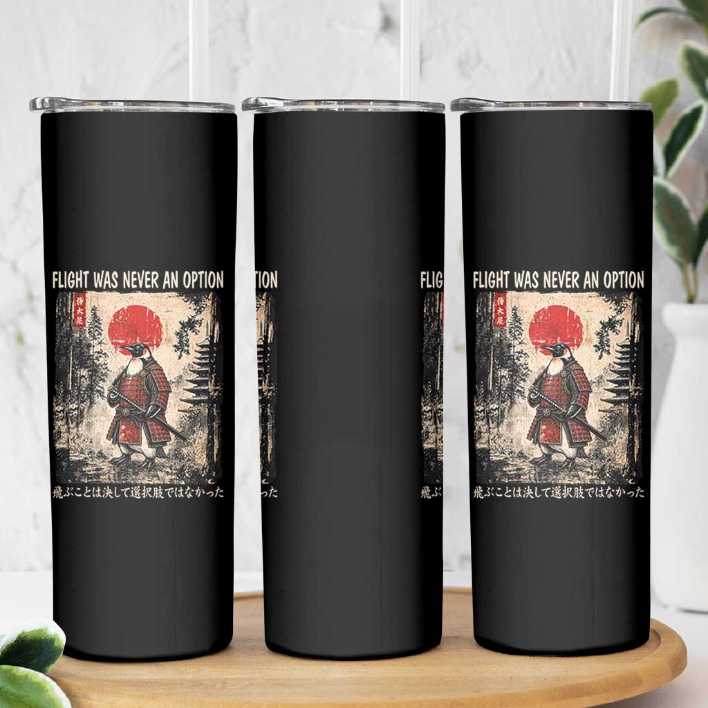 Flight was Never an Option Samurai Penguin Japanese Skinny Tumbler Vintage Graphic Ukiyo-e Art Funny