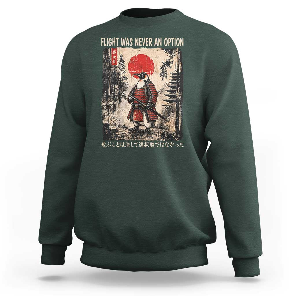 Flight was Never an Option Samurai Penguin Japanese Sweatshirt Vintage Graphic Ukiyo-e Art Funny