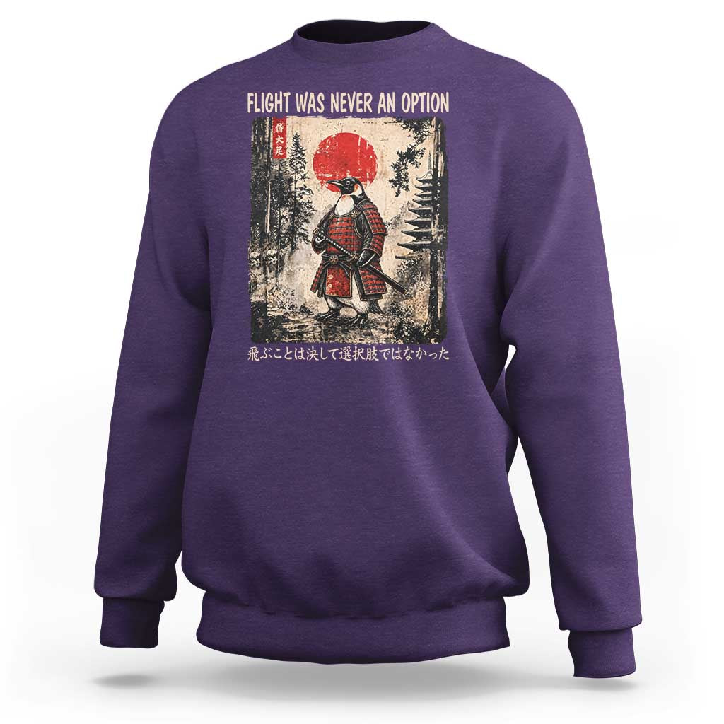 Flight was Never an Option Samurai Penguin Japanese Sweatshirt Vintage Graphic Ukiyo-e Art Funny