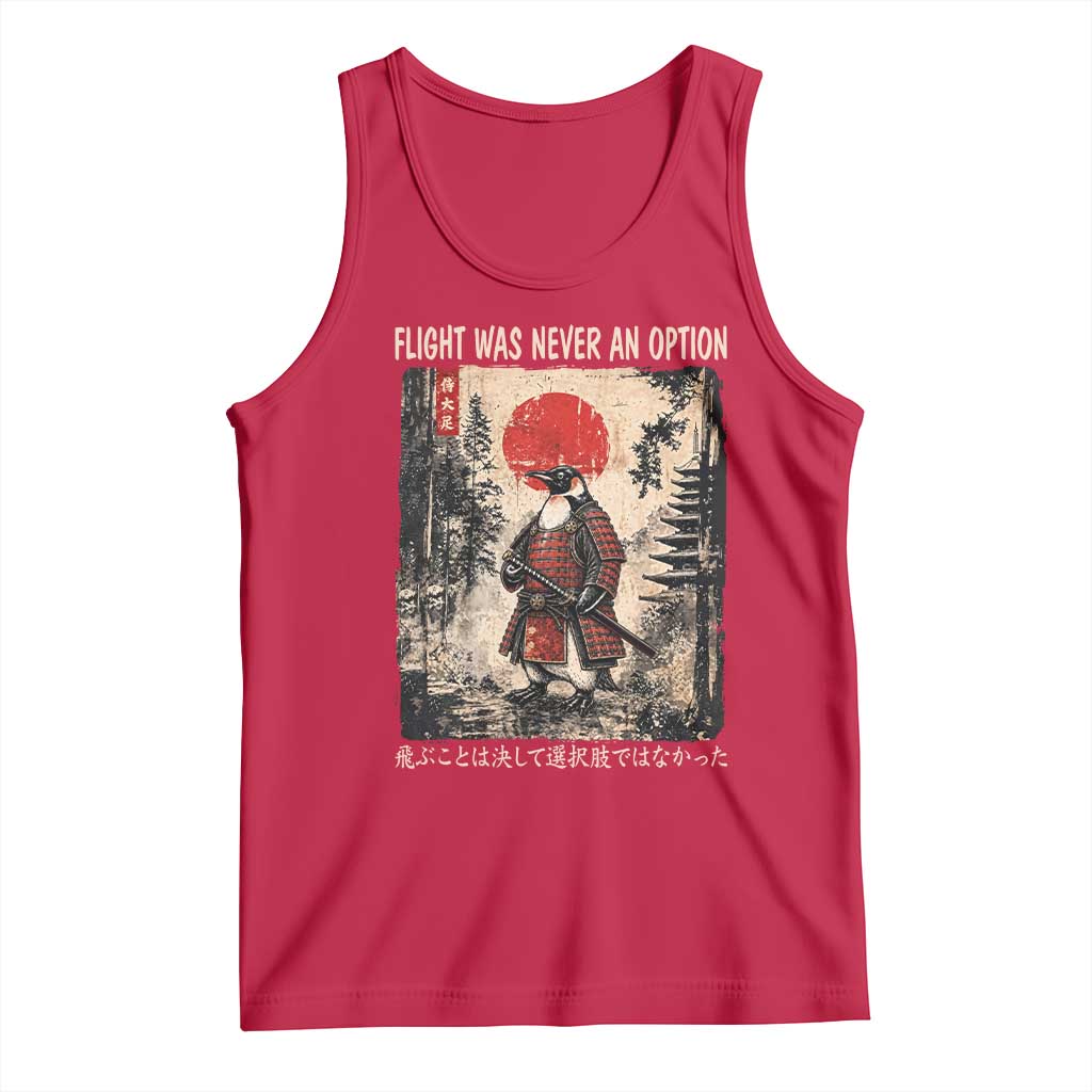 Flight was Never an Option Samurai Penguin Japanese Tank Top Vintage Graphic Ukiyo-e Art Funny