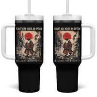 Flight was Never an Option Samurai Penguin Japanese Tumbler With Handle Vintage Graphic Ukiyo-e Art Funny