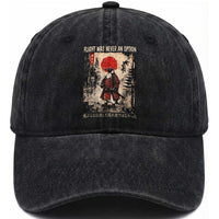 Flight was Never an Option Samurai Penguin Japanese Washed Cotton Baseball Cap Vintage Graphic Ukiyo-e Art Funny
