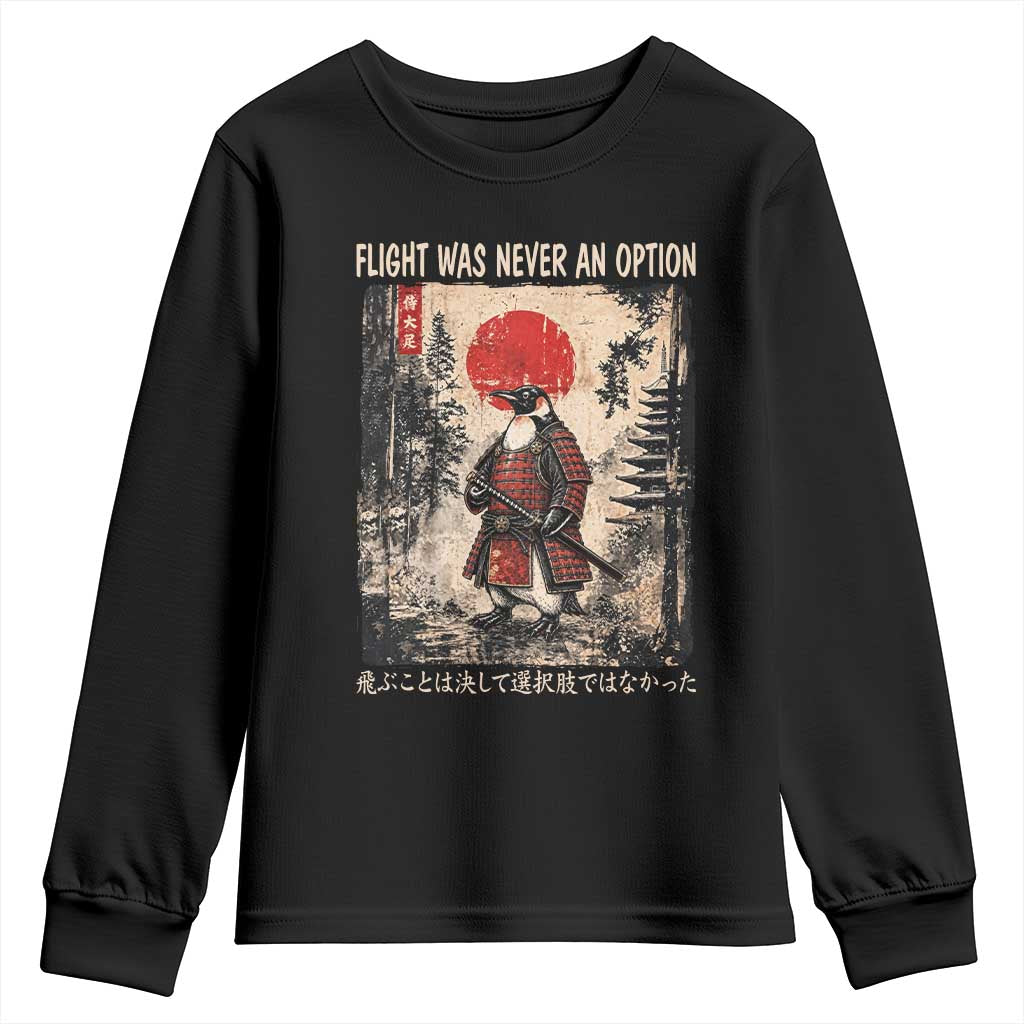 Flight was Never an Option Samurai Penguin Japanese Youth Sweatshirt Vintage Graphic Ukiyo-e Art Funny
