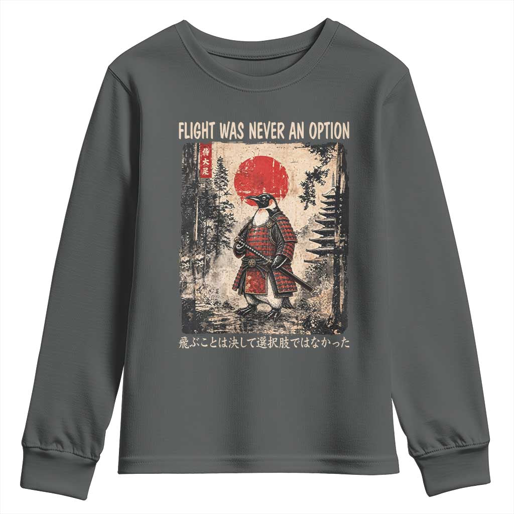 Flight was Never an Option Samurai Penguin Japanese Youth Sweatshirt Vintage Graphic Ukiyo-e Art Funny