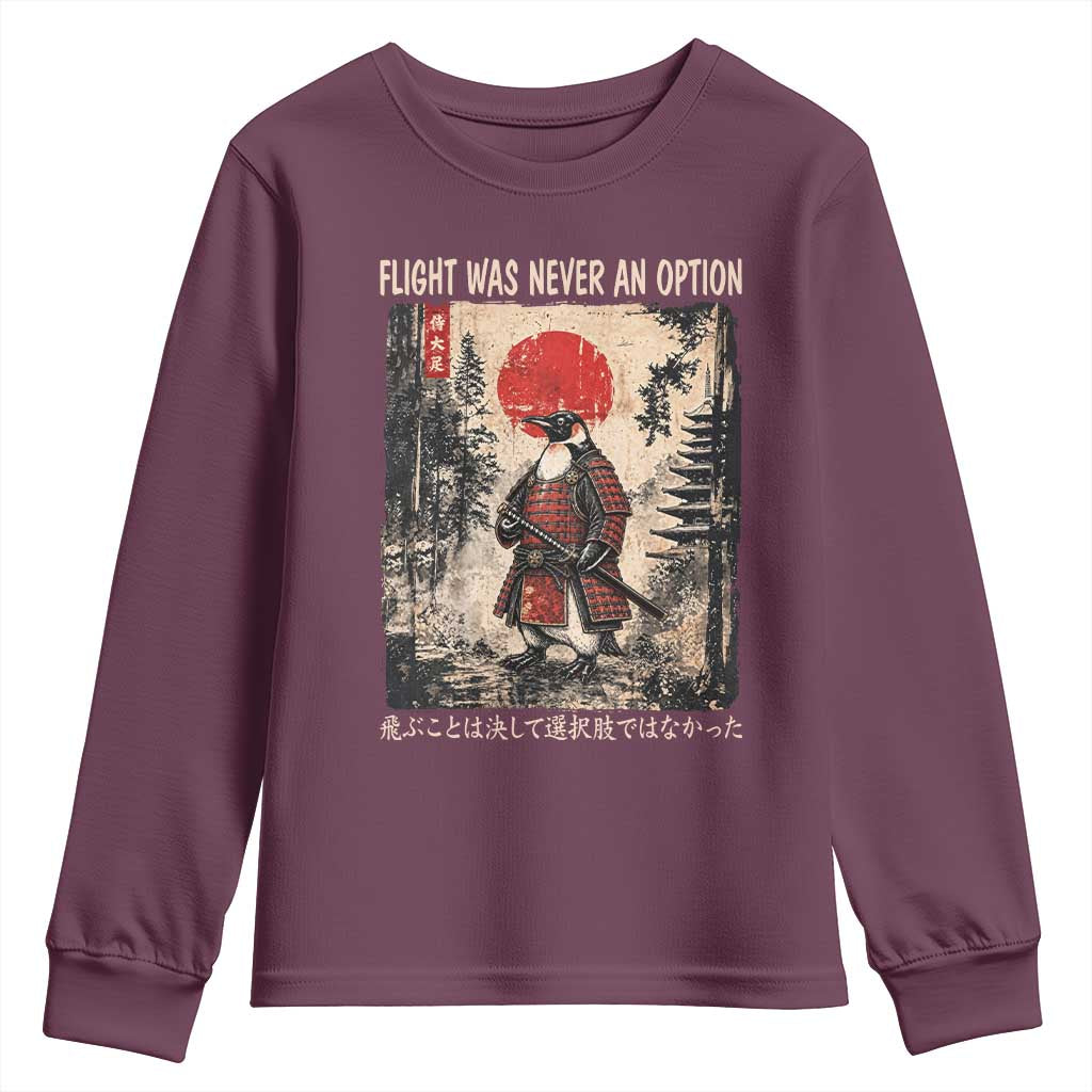 Flight was Never an Option Samurai Penguin Japanese Youth Sweatshirt Vintage Graphic Ukiyo-e Art Funny