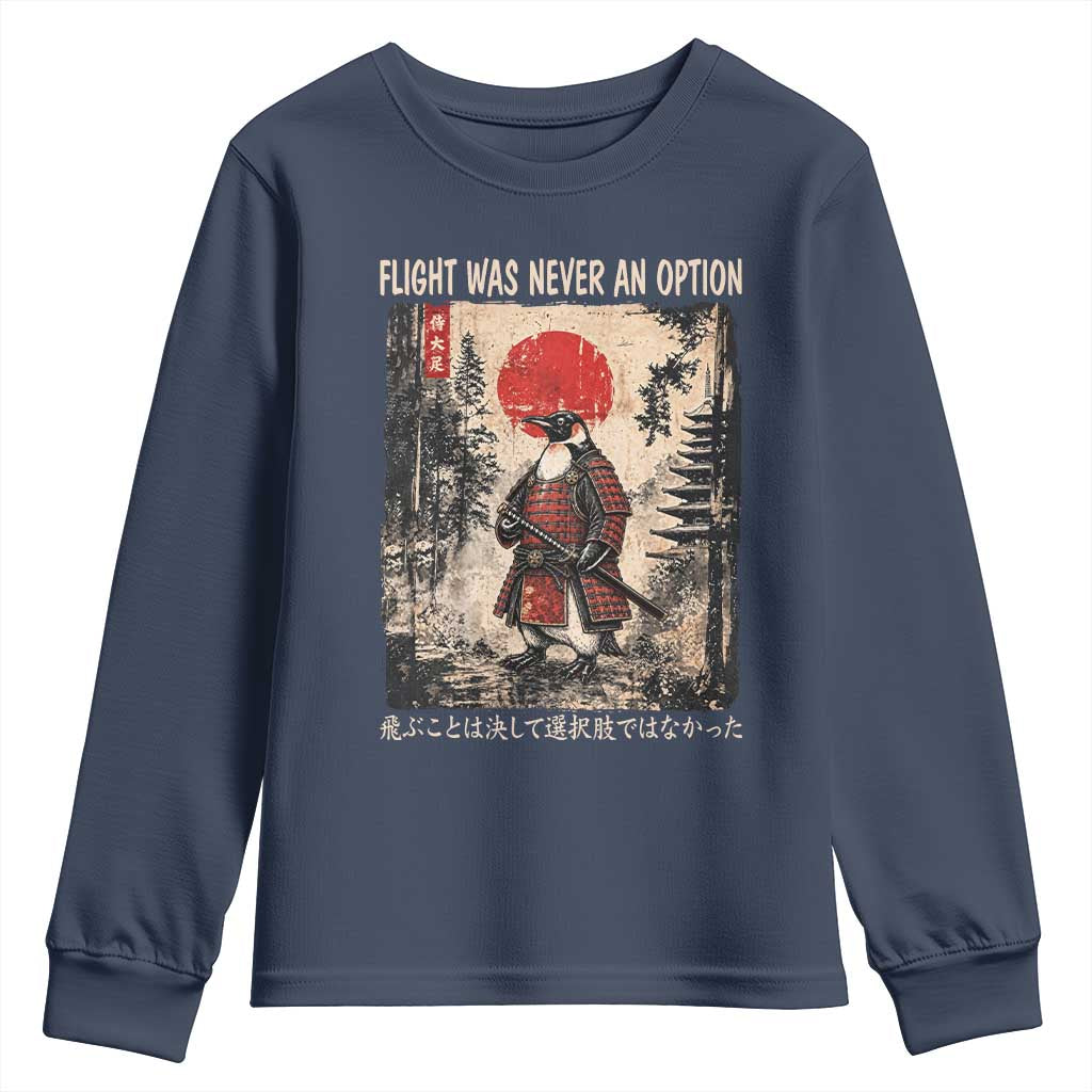 Flight was Never an Option Samurai Penguin Japanese Youth Sweatshirt Vintage Graphic Ukiyo-e Art Funny
