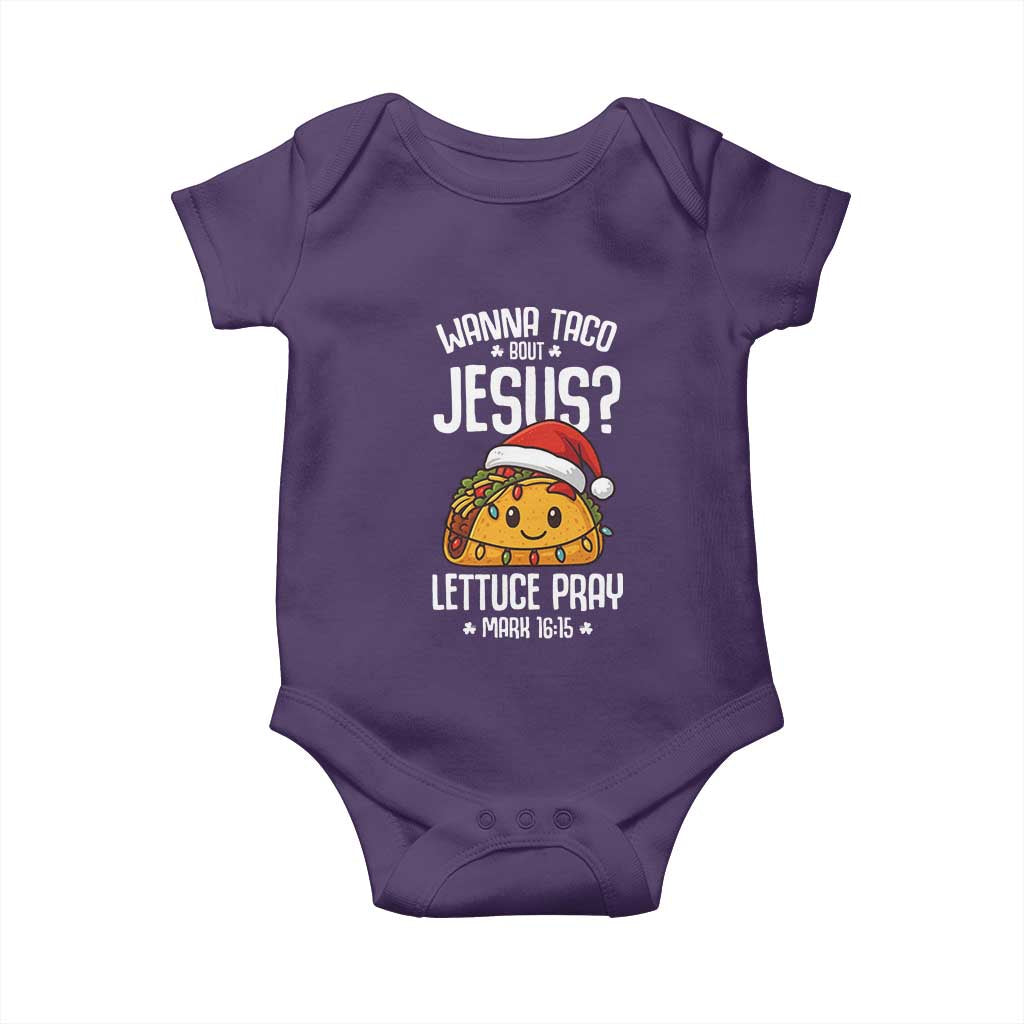 Funny Taco Christmas Baby Onesie Wanna Taco Bout Jesus Lettuce Pray Mark 16:15 - Wonder Print Shop