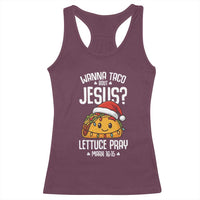 Funny Taco Christmas Racerback Tank Top Wanna Taco Bout Jesus Lettuce Pray Mark 16:15 - Wonder Print Shop