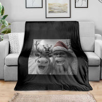 Funny Bigfoot Selfie Christmas Throw Blanket Santa Reindeer Sasquatch Xmas - Wonder Print Shop