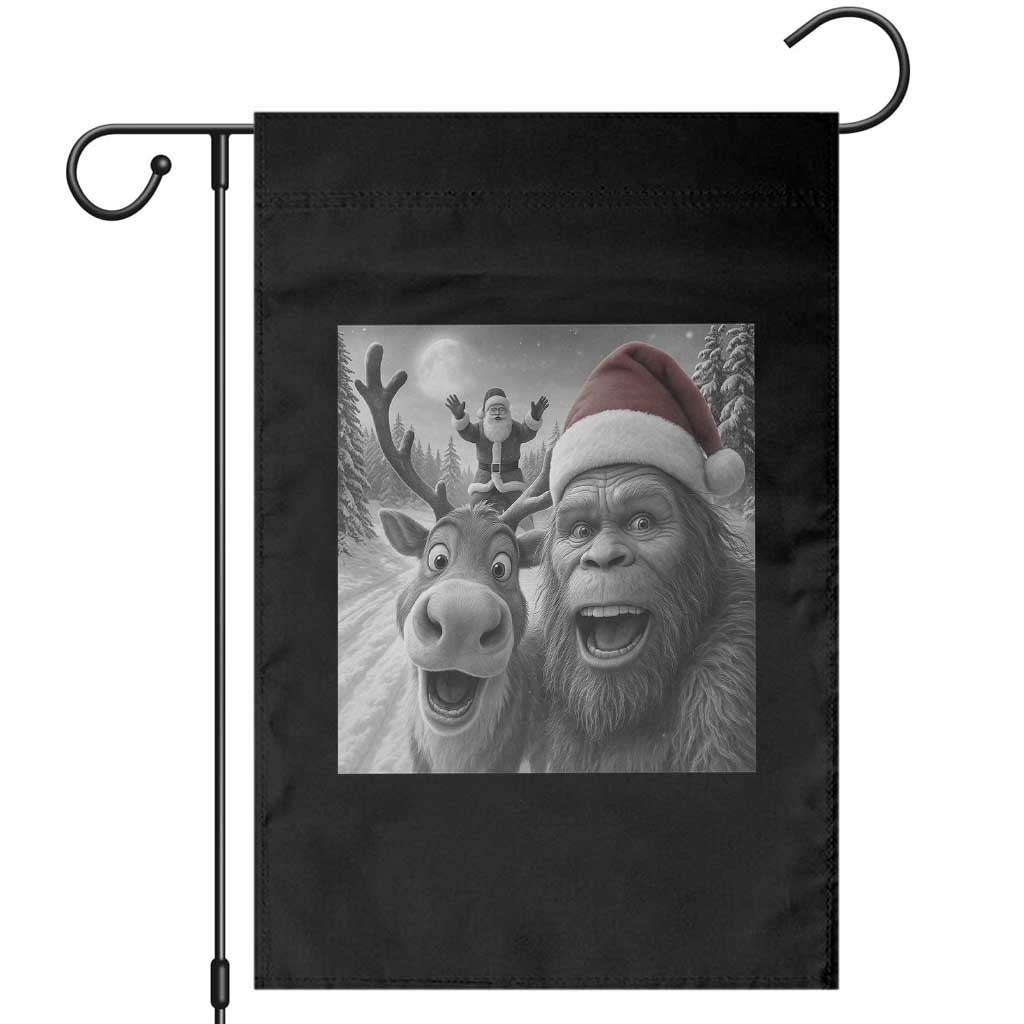 Funny Bigfoot Selfie Christmas Garden Flag Santa Reindeer Sasquatch Xmas - Wonder Print Shop