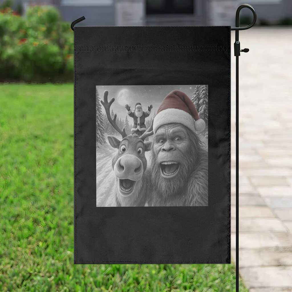 Funny Bigfoot Selfie Christmas Garden Flag Santa Reindeer Sasquatch Xmas - Wonder Print Shop