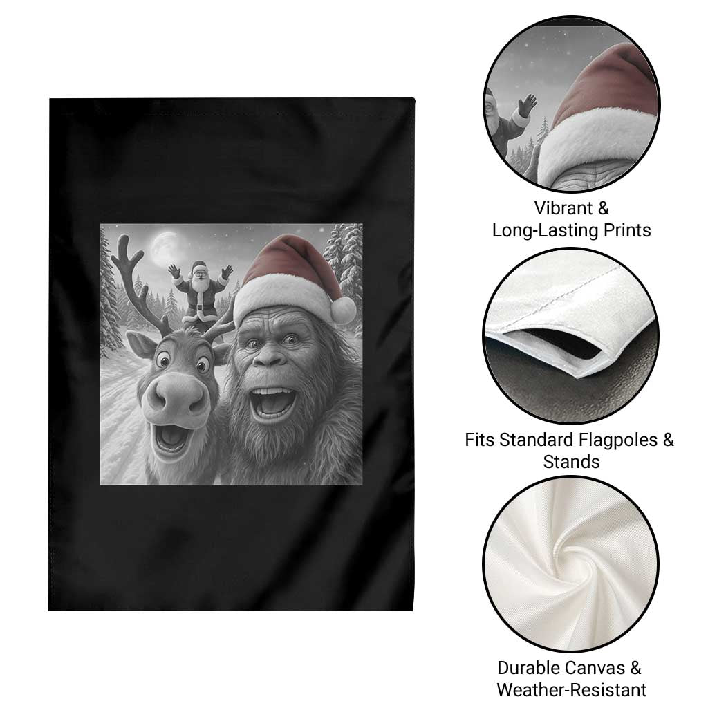 Funny Bigfoot Selfie Christmas Garden Flag Santa Reindeer Sasquatch Xmas - Wonder Print Shop