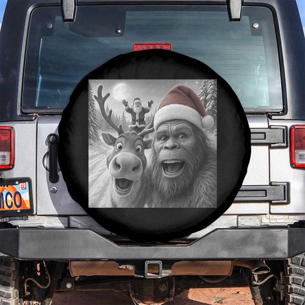 Funny Bigfoot Selfie Christmas Spare Tire Cover Santa Reindeer Sasquatch Xmas - Wonder Print Shop