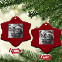 Funny Bigfoot Selfie Xmas Ceramic Ornament Santa Reindeer Sasquatch Xmas - Wonder Print Shop