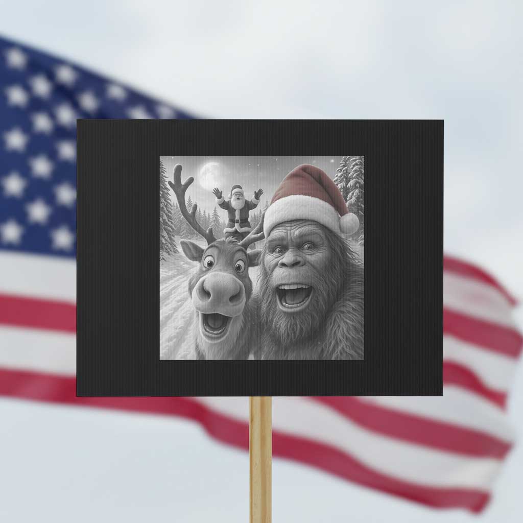 Funny Bigfoot Selfie Christmas Protest Sign Santa Reindeer Sasquatch Xmas - Wonder Print Shop