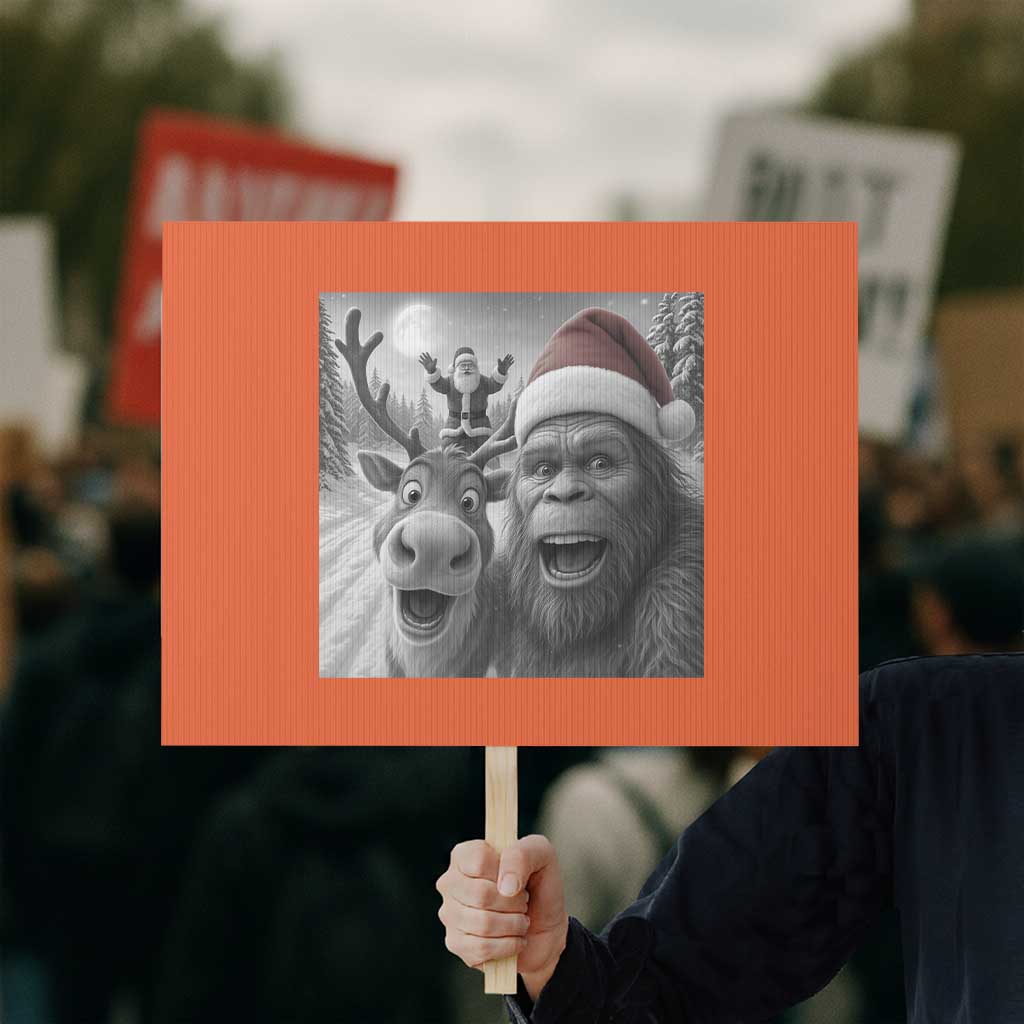 Funny Bigfoot Selfie Christmas Protest Sign Santa Reindeer Sasquatch Xmas - Wonder Print Shop
