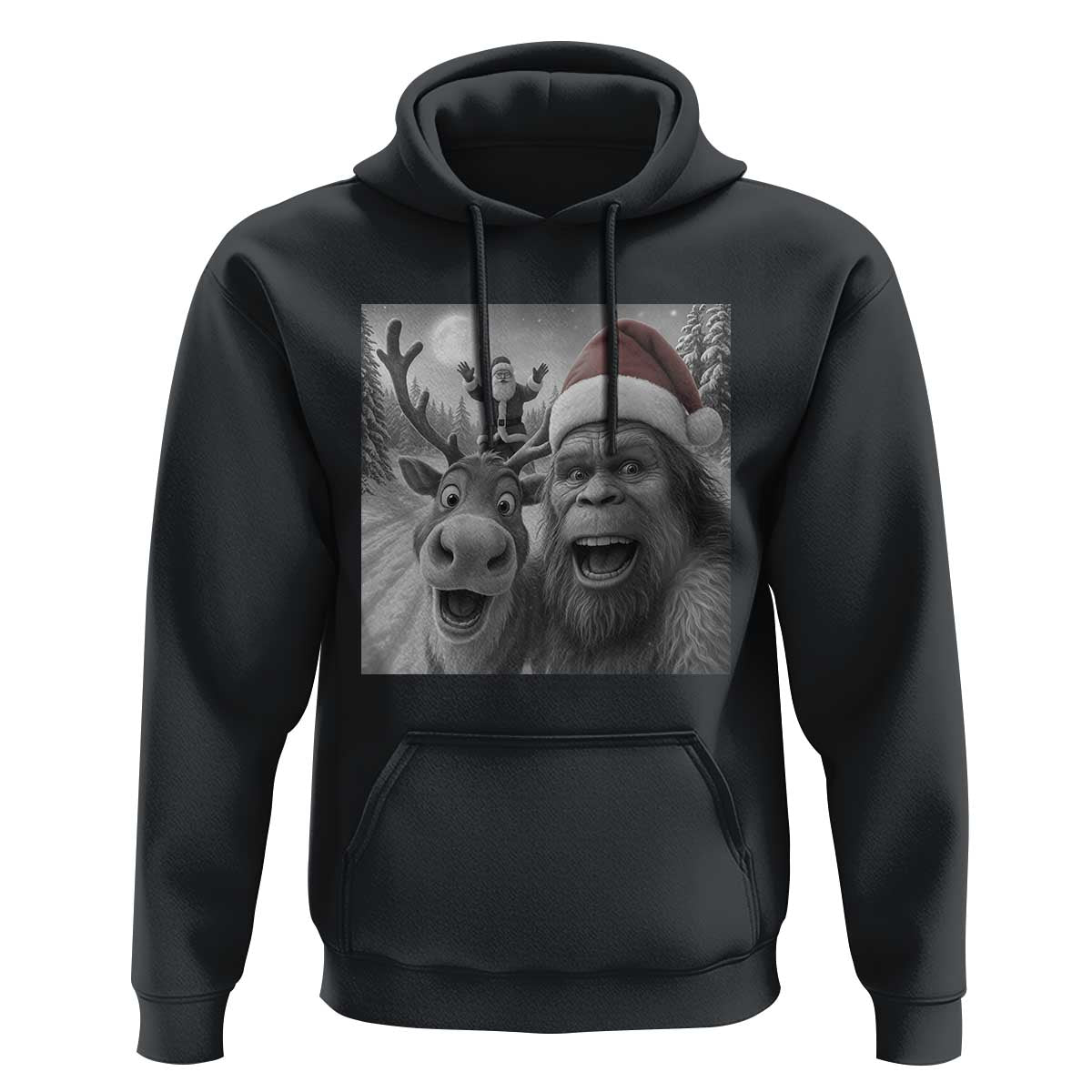 Funny Bigfoot Selfie Christmas Hoodie Santa Reindeer Sasquatch Xmas - Wonder Print Shop