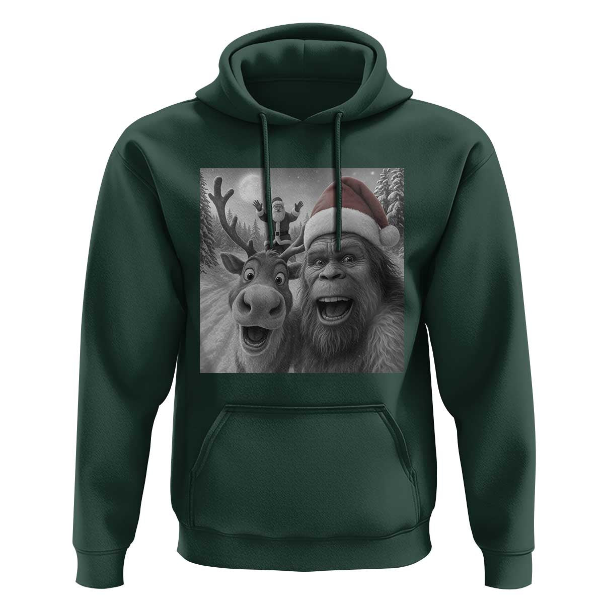 Funny Bigfoot Selfie Christmas Hoodie Santa Reindeer Sasquatch Xmas - Wonder Print Shop