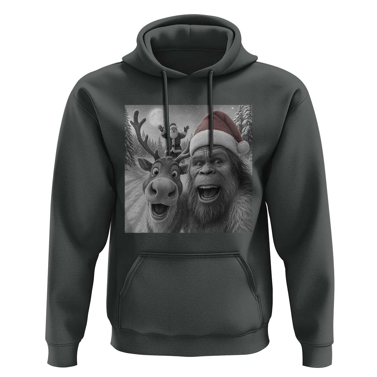 Funny Bigfoot Selfie Christmas Hoodie Santa Reindeer Sasquatch Xmas - Wonder Print Shop