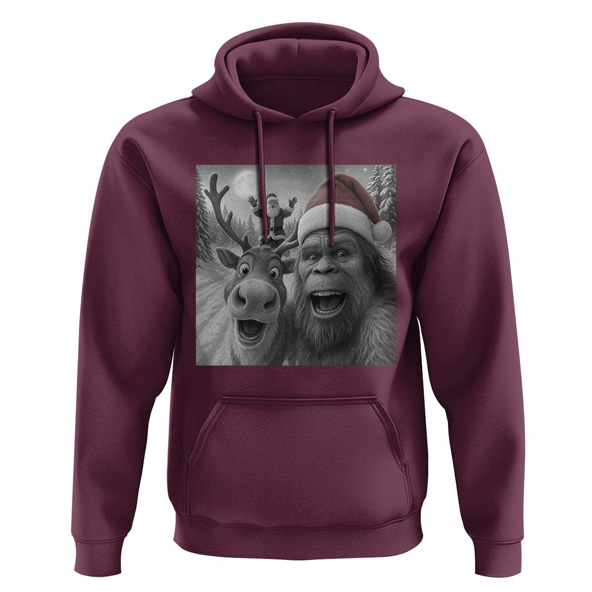 Funny Bigfoot Selfie Christmas Hoodie Santa Reindeer Sasquatch Xmas - Wonder Print Shop
