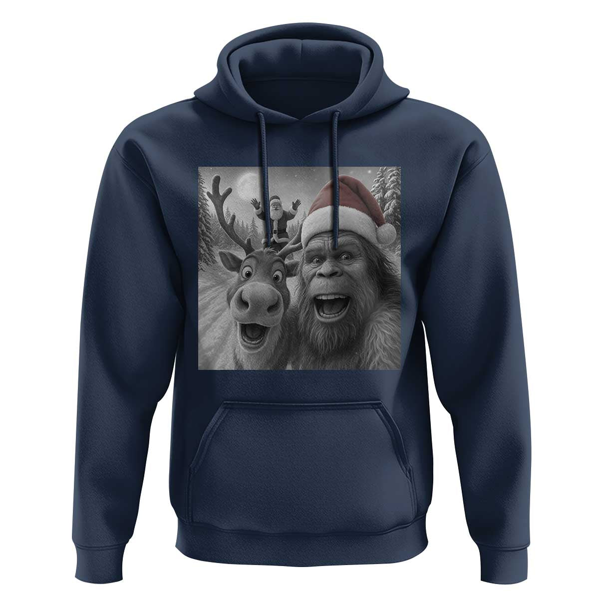 Funny Bigfoot Selfie Christmas Hoodie Santa Reindeer Sasquatch Xmas - Wonder Print Shop