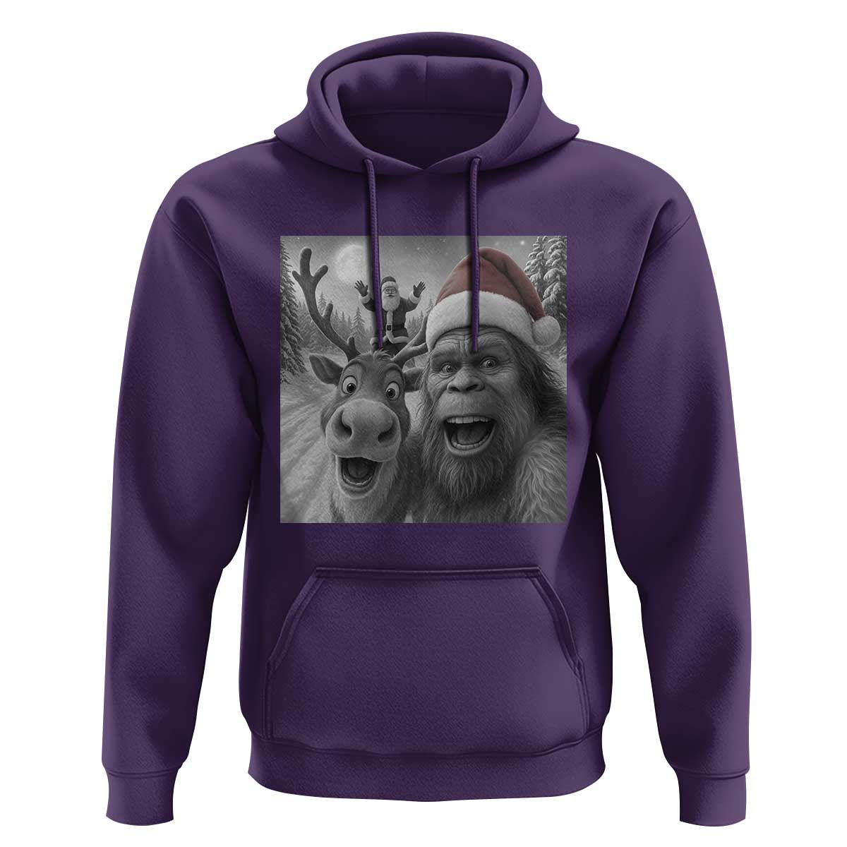 Funny Bigfoot Selfie Christmas Hoodie Santa Reindeer Sasquatch Xmas - Wonder Print Shop