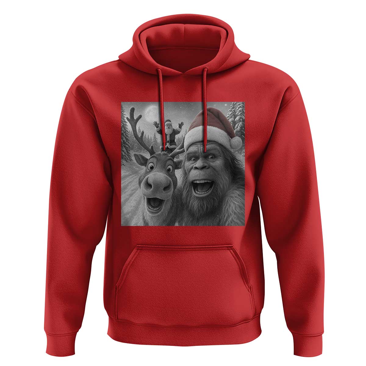 Funny Bigfoot Selfie Christmas Hoodie Santa Reindeer Sasquatch Xmas - Wonder Print Shop