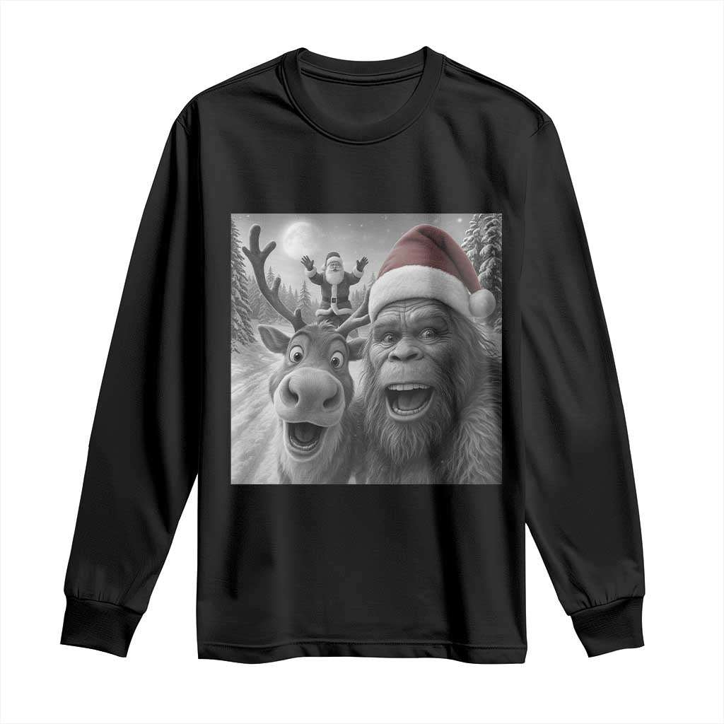 Funny Bigfoot Selfie Christmas Long Sleeve Shirt Santa Reindeer Sasquatch Xmas - Wonder Print Shop