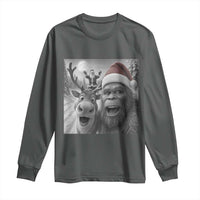 Funny Bigfoot Selfie Christmas Long Sleeve Shirt Santa Reindeer Sasquatch Xmas - Wonder Print Shop