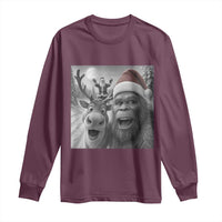 Funny Bigfoot Selfie Christmas Long Sleeve Shirt Santa Reindeer Sasquatch Xmas - Wonder Print Shop